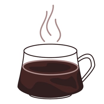 Glass cup of coffee in flat technique vector