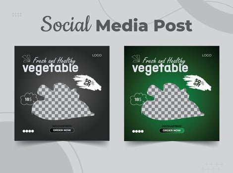 Healthy vegetable and food menu social media post design template vector