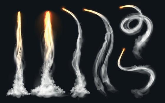 Rocket Trails Smoke Set vector