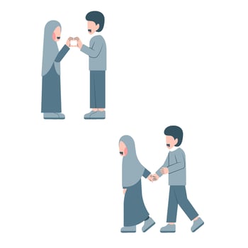 Set Of Romantic Muslim Couple vector