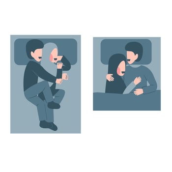 Set Of Muslim Couple In Bed vector