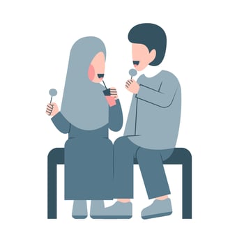 Muslim Couple Dating Flat Illustration vector