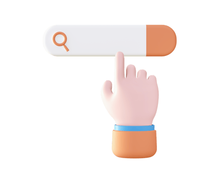 3d Search bar with hand icon for UI UX web mobile apps social media ads design png