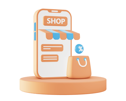 3d Orange smartphone and shopping icon for UI UX web mobile apps social media ads design png