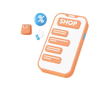 3d Orange marketplace and online shopping icon for UI UX web mobile apps social media ads design png