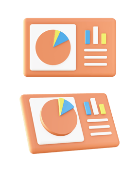 3d Orange infographic statistic pie chart icon for UI UX web mobile apps social media ads design png