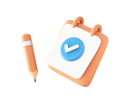 3d Orange reminder note with pencil and checklist icon for UI UX web mobile apps social media ads design png