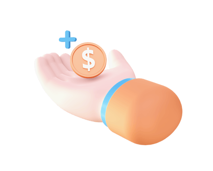 3d hand with coin icon for UI UX web mobile apps social media ads design png