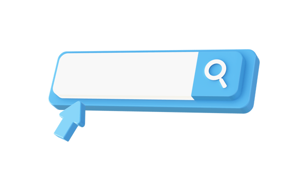 3d blue search bar icon for UI UX web mobile apps social media ads design png
