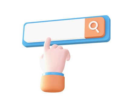 3d hand and search bar icon for UI UX web mobile apps social media ads design png