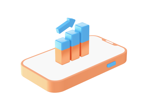 3d bar chart growth icon for UI UX web mobile apps social media ads design png