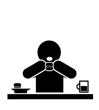 ILLUSTRATION AND ICON STICK FIGURE EATING vector