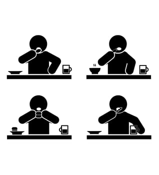 ILLUSTRATION AND ICON STICK FIGURE EATING vector