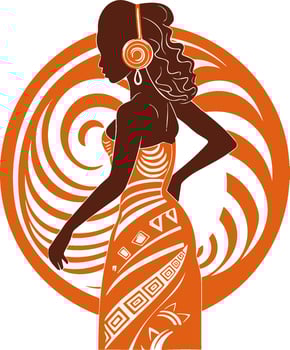 girl wearing headphones vector