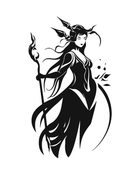 witch with staff vector