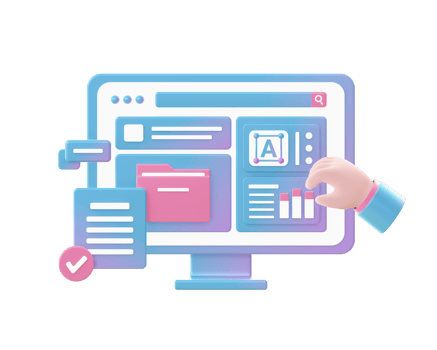 3d render of Gradient working on computer illustration icons for web social media ads designs png