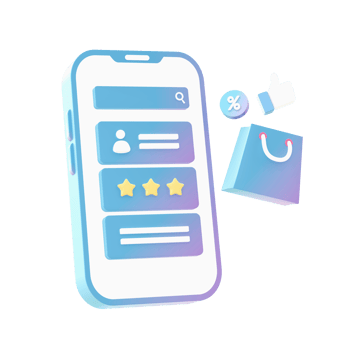 3d render of Gradient shopping user review illustration icons for web social media ads designs png
