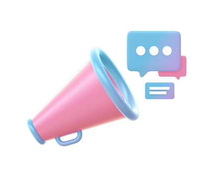 3d render of Gradient loudspeaker with chat speak bubble illustration icons for UI UX web mobile apps ads png