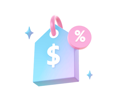 3d render of Gradient shopping price tag illustration icons for UI UX web social media ads designs png