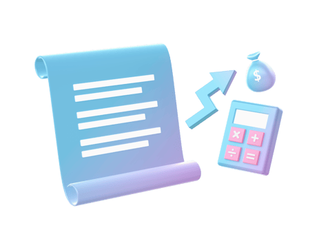 3d render of Gradient finance note with calculator illustration icons for UI UX web mobile apps ads png