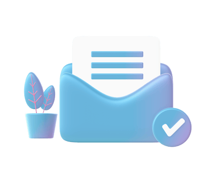 3d render of Gradient checklist email with plant illustration icons for web social media ads designs png