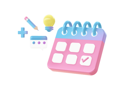 3d render of Gradient calendar schedule illustration icons for UI UX web mobile apps social media ads designs png