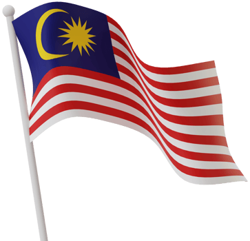 Malaysian flag waving 3D rendering illustration png