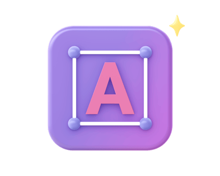 3d render of purple creative text side icon for UI UX web mobile apps social media ads design png