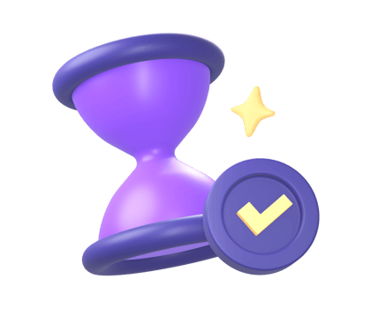3d purple hourglass with checklist icon for UI UX web mobile apps social media ads designs png