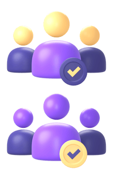 3d purple business people verified checklist icon for UI UX web mobile apps social media ads designs png
