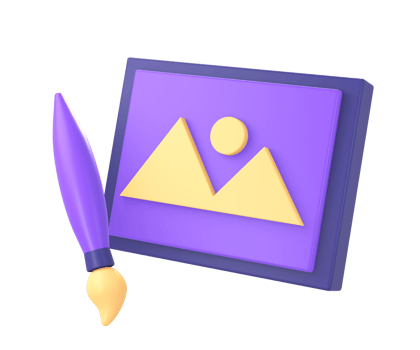 3d purple painting art with paint brush icon for UI UX web mobile apps social media ads designs png
