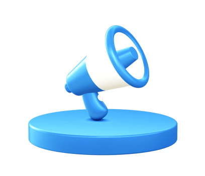 3d illustration icon of loudspeaker with circular or round podium png