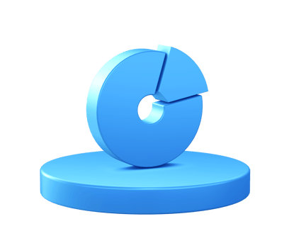 3d illustration icon of Pie Chart with circular or round podium png