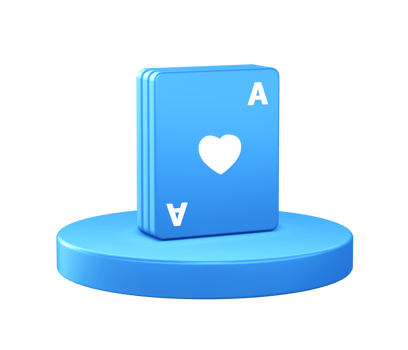 3d illustration icon of Poker card game with circular or round podium png