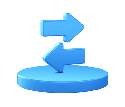 3d illustration icon of Relationship arrow with circular or round podium png