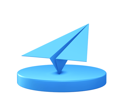 3d illustration icon of Paper plane with circular or round podium png