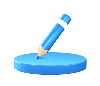3d illustration icon of creative pencil with circular or round podium png