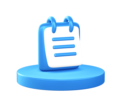 3d illustration icon of reminder notes with circular or round podium png