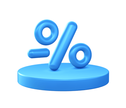 3d illustration icon of Percentage discount promo with circular or round podium png