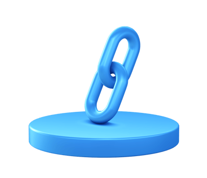 3d illustration icon of Chain link with circular or round podium png