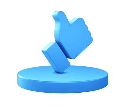 3d illustration icon of Like button with circular or round podium png
