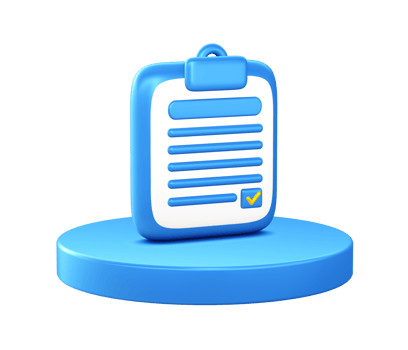 3d illustration icon of Checklist book with circular or round podium png