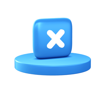 3d illustration icon of x close exit with circular or round podium png
