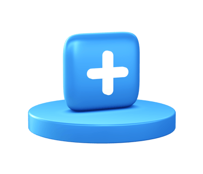 3d illustration icon of Additional or plus sign with circular or round podium png