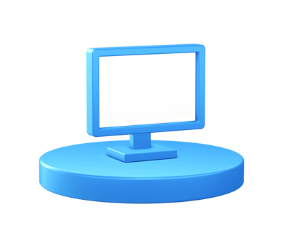 3d illustration icon of computer monitor with circular or round podium png