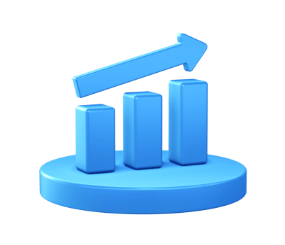 3d illustration icon of Bar Chart with circular or round podium png