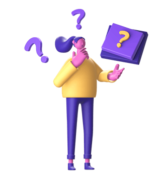 3D Character with question mark for UI UX web mobile apps social media png