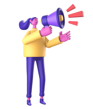 3D Character with loudspeaker for UI UX web mobile apps social media png