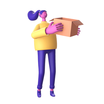 3D Character holding box for UI UX web mobile apps social media png
