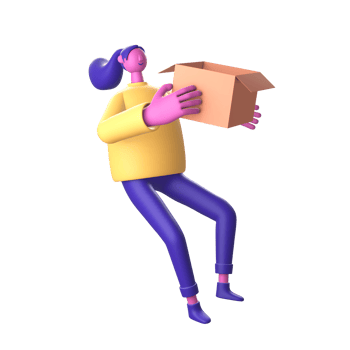 3D Character with box for UI UX web mobile apps social media png